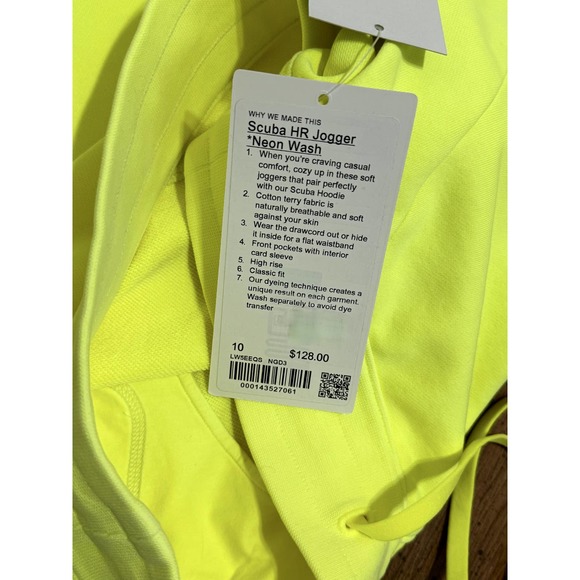NWT Lululemon Scuba HR Jogger Neon Wash Yellow Size 10 - Picture 5 of 6